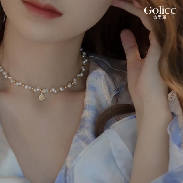 【Golicc】項鍊 歐美典雅纏繞珍珠女王鎖骨鍊(母親節 生日 情人節 鎖骨鍊 項鍊 飾品 禮物)