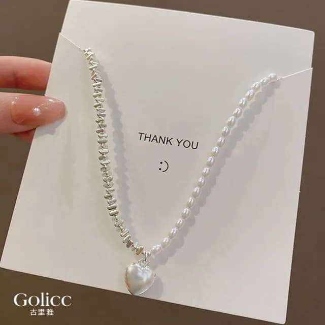 【Gulicc】項鍊 青春愛戀 珍珠愛心 鎖骨鍊(雙11 聖誕節 生日 鎖骨鍊 項鍊 飾品 禮物)