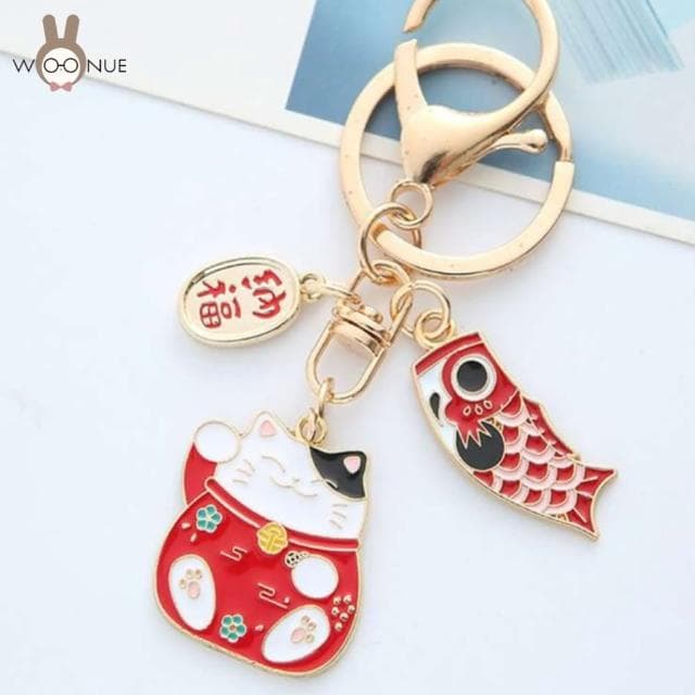 【WOONUE】高品質招財納福貓動物皮包背包鑰匙圈掛飾(兒童 情人節 朋友 愛貓 婚禮小物 生日禮物)