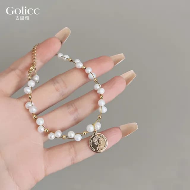 【Golicc】手鍊 復古雙層纏繞 珍珠(七夕 情人節 生日 手環 手繩 首飾 飾品 禮物)