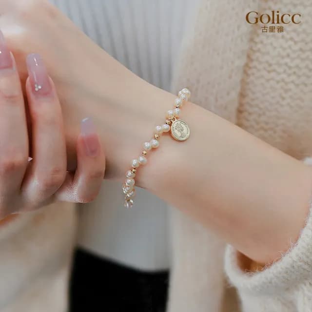 【Golicc】手鍊 復古雙層纏繞 珍珠(七夕 情人節 生日 手環 手繩 首飾 飾品 禮物)