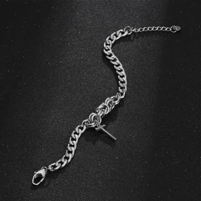 【米蘭精品】現貨+預購 鈦鋼手鍊鈦鋼手鏈(十字架鏈條拼接疊帶男女飾品父親節情人節聖誕節交換禮物74fl12)