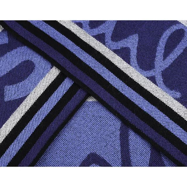 【Paul Smith】PAUL SMITH字母LOGO矩形羊毛針織圍巾(藍x黑x白)