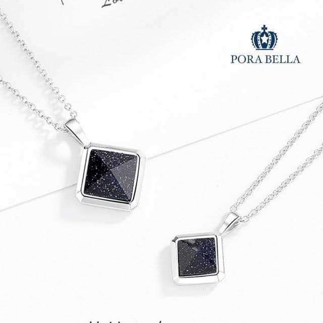 【Porabella】925純銀人造藍砂石項鍊 情侶項鍊 吊墜鎖骨鏈  輕奢小眾項鍊 情人節禮物生日禮物  Necklace