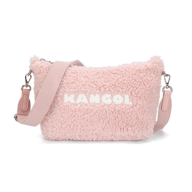 【KANGOL】母親節禮物 Bichon 棉花糖字體側背包(粉色)