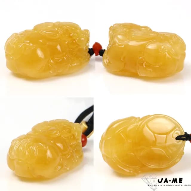 【JA-ME】天然琥珀波羅的海頂級蜜蠟招財貔貅項鍊 13克(77購物節/禮物/現貨)