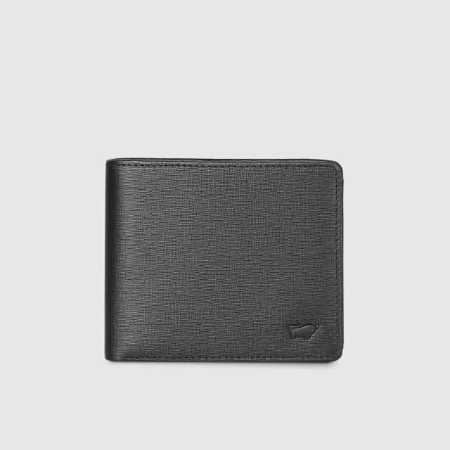 【BRAUN BUFFEL 德國小金牛】台灣總代理 羅格-A 12卡中間翻透明窗短夾-黑色(父親節禮物/BF538-317-BK)