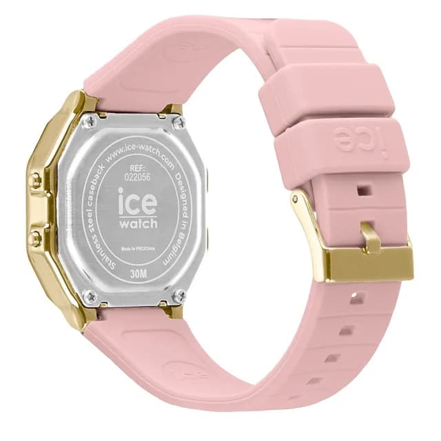 【Ice-Watch】ICE DIGIT RETRO系列 復古金框矽膠電子錶 32mm(粉紅色 七夕禮物 情人節)