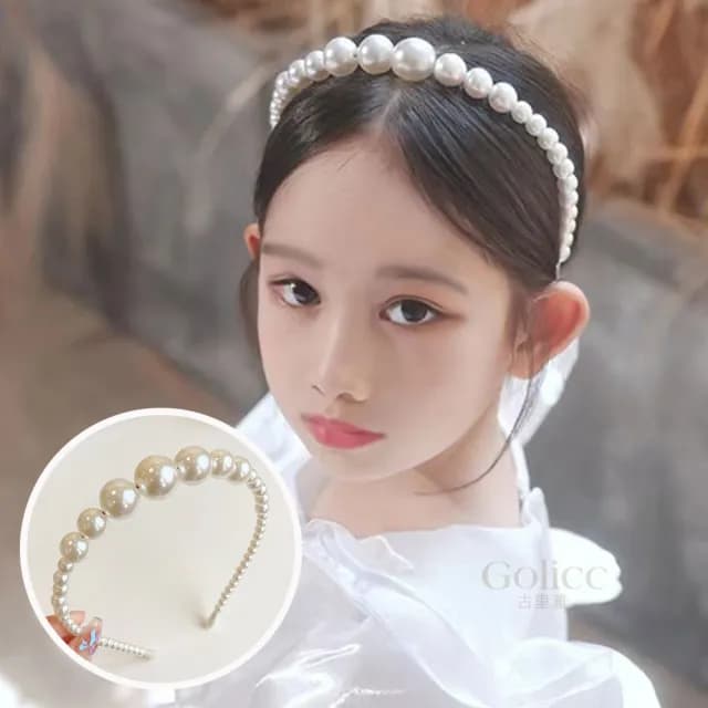 【Golicc】髮箍 可愛小公主 氣質珍珠(七夕 情人節 生日 髮飾 髮帶 飾品 禮物)