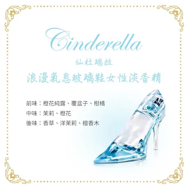 【Disney 迪士尼】Cinderella 仙杜瑞拉浪漫氣息玻璃鞋女性淡香精禮盒(專櫃公司貨)