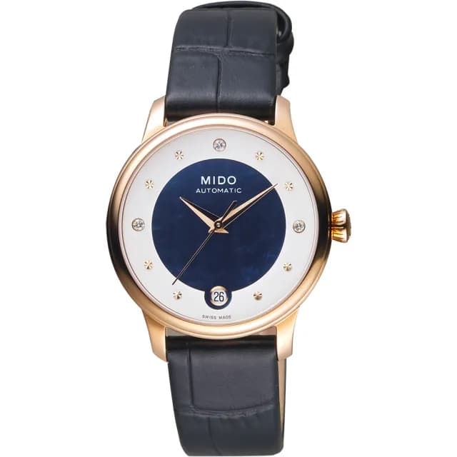 【MIDO 美度】官方授權 Baroncelli 真鑽珍珠貝機械女錶-33mm 手錶 禮物 推薦(M0392073610601)