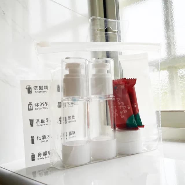 【E7SHOP】旅行分裝瓶套組 多入 附標籤貼紙(盥洗分裝瓶 沐浴分裝瓶 保養品分裝 旅行分裝 乳液分裝)