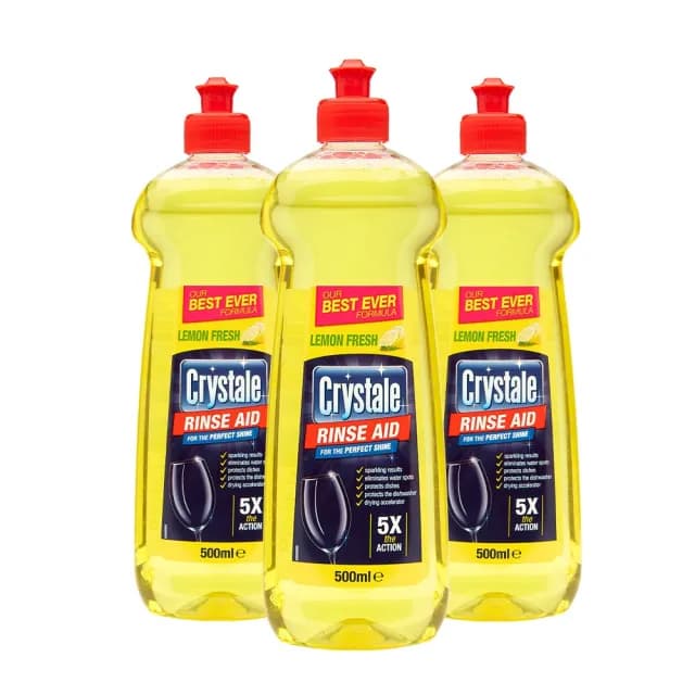 【crystale晶碟】洗碗機專用光潔劑潤乾精-檸檬香500mlx3(加強乾燥/去除水痕水漬/玻璃餐具推薦)