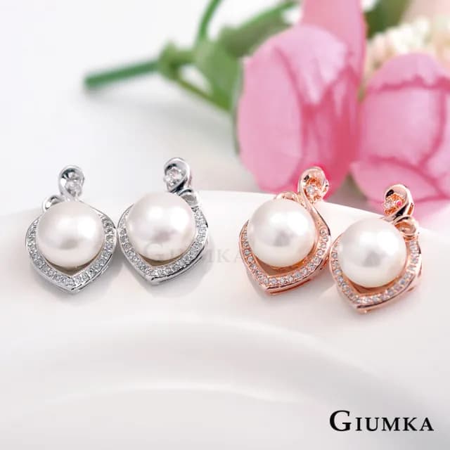 【GIUMKA】珍珠項鍊耳環組．華貴富麗．母親節禮物(銀色套組)