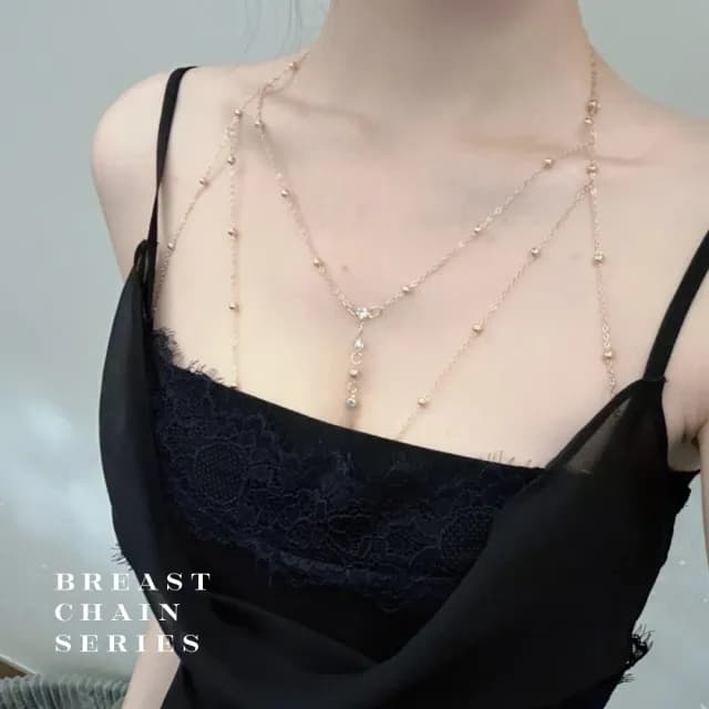 【流行單品】ins簡約時尚比基尼胸鍊(身體鍊 鎖骨鍊 頸鍊 項鍊 頸圈 泳衣穿搭 時尚配件 百搭 夏天 拍照)