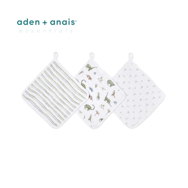 【aden+anais 官方直營】經典方巾3入/4款(沙漠動物/恐龍家族/鄉間小花/大象馬戲團)