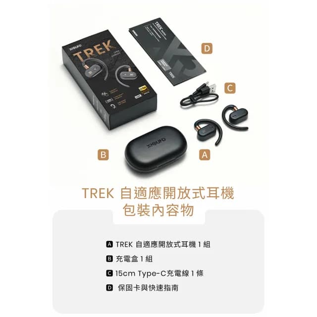 【XROUND】TREK 自適應開放式耳機(運動/辦公/防水)