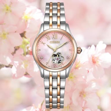 【CITIZEN 星辰】LADYS 限量 櫻花小鏤空 機械錶 女錶 母親節 送禮 禮物推薦(PR1044-87Y)