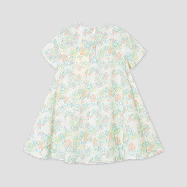 【GAP】女童裝 Logo純棉圓領短袖洋裝-多彩印花(890493)