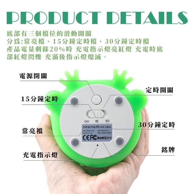 【溫暖時光】可愛小青蛙USB小夜燈(可調節 居家擺飾 療癒 暖光燈 兒童 伴睡燈 禮物 氣氛燈 床頭燈)