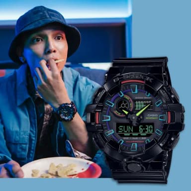 【CASIO 卡西歐】G-SHOCK AI 探索虛擬彩虹系列雙顯錶 送禮 禮物 推薦(GA-700RGB-1A)