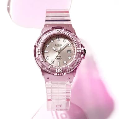 【CASIO 卡西歐】清透系列 半透明迷你指針手錶 學生錶 考試手錶 畢業禮物 送禮(LRW-200HS-4EV)