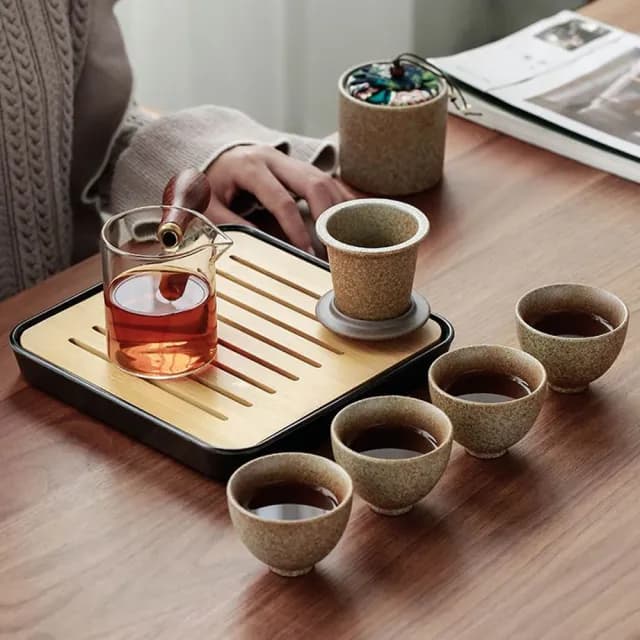 【TEA Dream】神坂海流日式質感戶外旅行茶具套組(露營茶具組 旅行茶具組 父親節禮物)