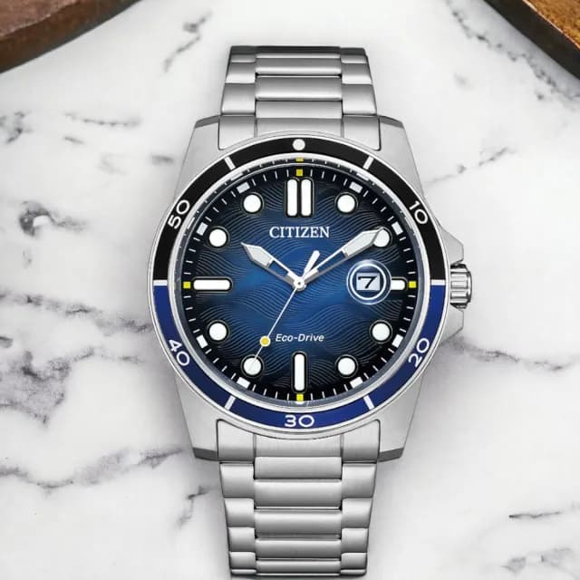 【CITIZEN 星辰】Eco-Drive光動能 大三針手錶 男錶 藍色 禮物 推薦(AW1810-85L)