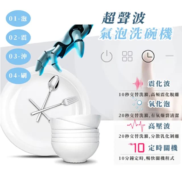 【懶人必備】超聲波四步驟乳化洗碗機(電動高壓 水槽 水果 蔬菜 清潔機 清洗機 清洗器 洗菜機 交換禮物)