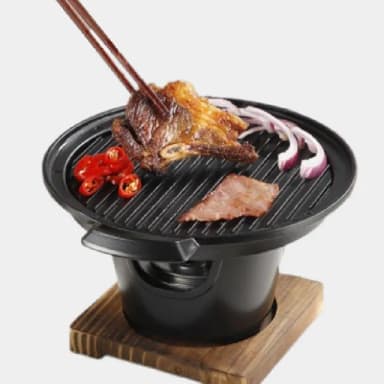【獨食】日式個人烤肉盤燒烤爐(野餐 露營 酒精爐 烤肉爐 燒烤盤 不沾鍋 鐵板燒 煎烤盤 火爐 中秋節 燒烤架)