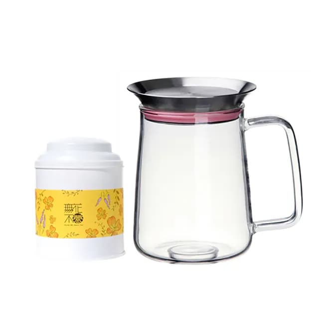 【無藏茗茶】茶覺360泡茶組-茶具茶葉組(茶覺360玻璃泡茶茶450ml+30g玫瑰紅茶)