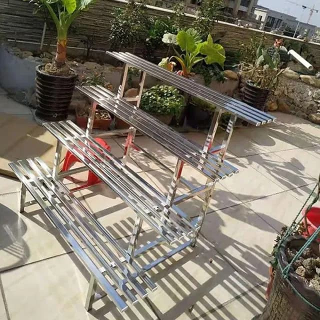 【SUNHO三禾】不鏽鋼花架 階梯四層花架 戶外花盆架 置物架 種菜植物架(陽台花架 盆栽架 可拆卸寬100cm)