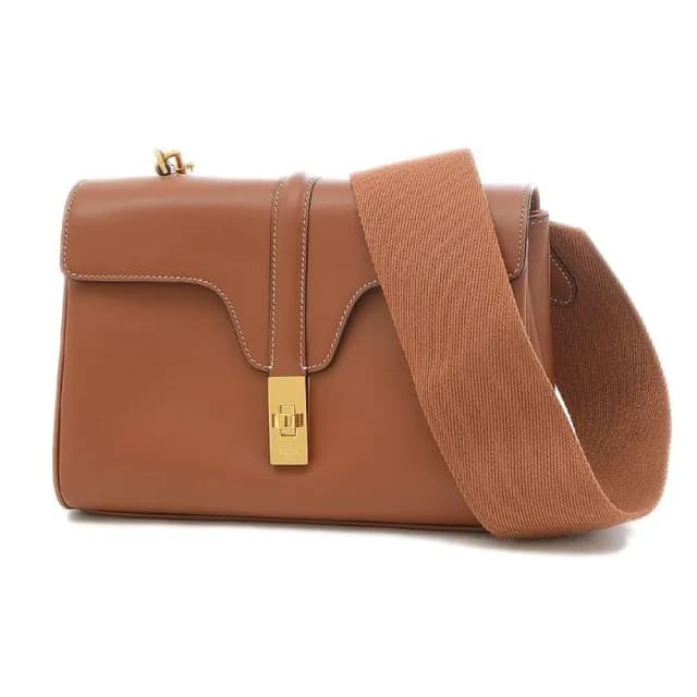 【CELINE】Celine TEEN SOFT 16 黃褐色 小牛皮 肩背包(196853CR404LU)
