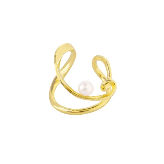 【Olivia Yao Jewellery】925純銀律動曲線天然珍珠耳夾(Fern  Collection/無耳洞福音)