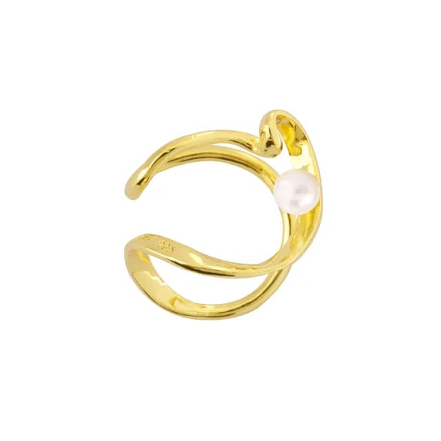 【Olivia Yao Jewellery】925純銀律動曲線天然珍珠耳夾(Fern  Collection/無耳洞福音)