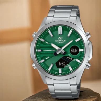 【CASIO 卡西歐】EDIFICE 10年電力運動計時手錶 送禮 禮物 推薦(EFV-C120D-3A)