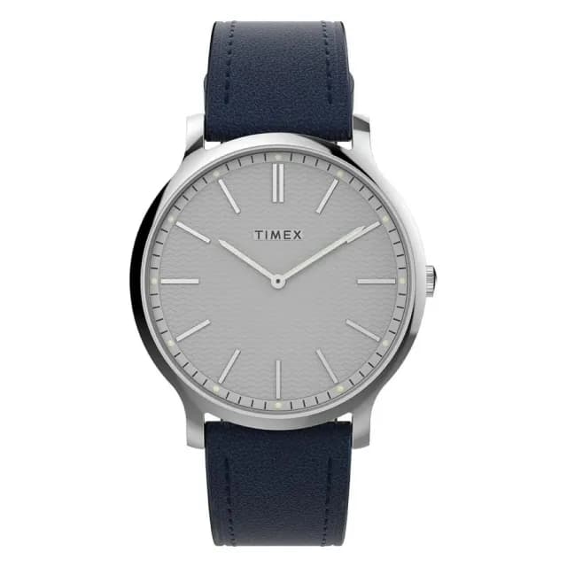 【TIMEX】天美時 Gallery 40毫米波紋錶盤 藝術腕錶 白x海軍藍 TXTW2W43800