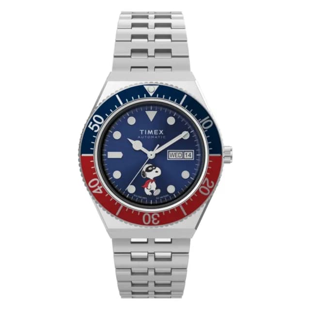 【TIMEX】Timex x Peanuts  40毫米 M79不鏽鋼自動機械腕錶 藍x銀 TXTW2W47500