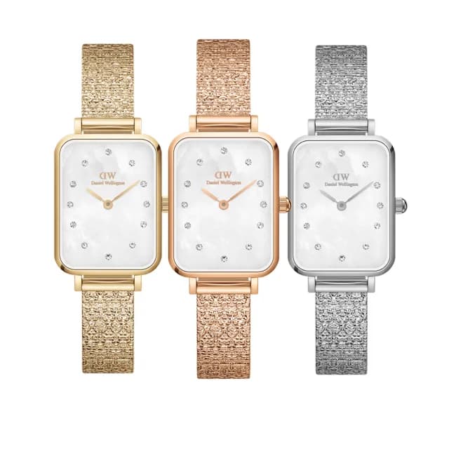 【Daniel Wellington】DW 手錶  Quadro Lumine 20X26-星辰系列貝母盤麥穗鋼琴方錶-冰川白(三色 DW00100582)