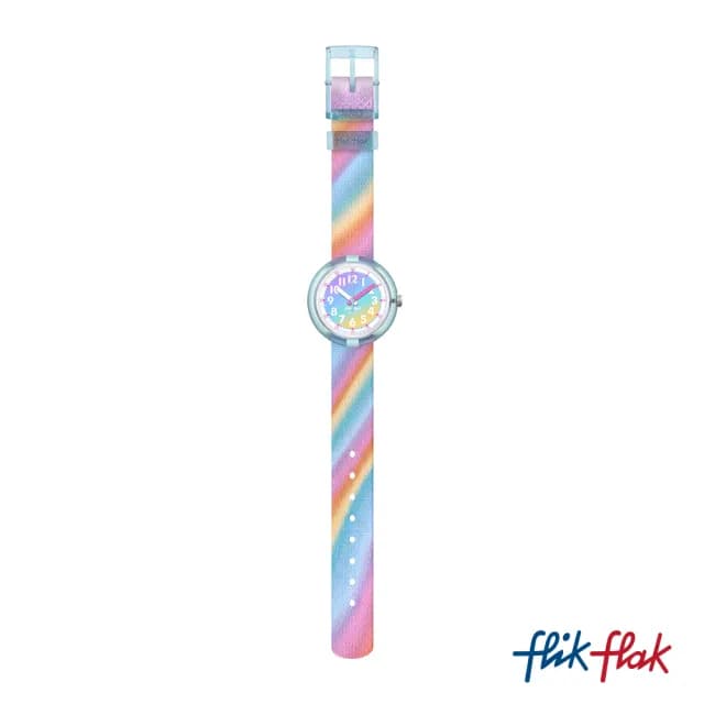 【Flik Flak】兒童手錶 LIQUID RAINBOW /兒童禮物/安全防水/瑞士製造 FPNP152(31.85mm)