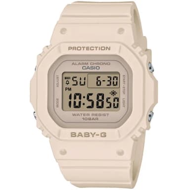 【CASIO 卡西歐】學生錶Baby-G 奶茶色 纖薄輕巧電子錶- 送禮 禮物 推薦(BGD-565-4)