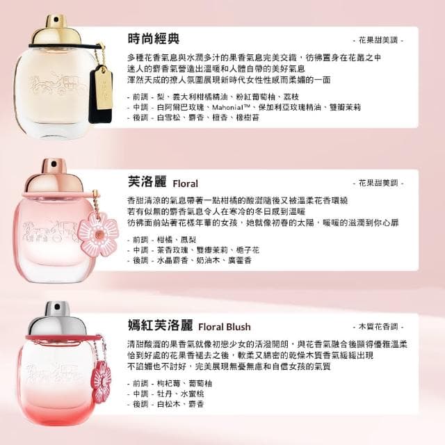 【COACH】女性淡香精 30ml 多款任選(嫣紅芙洛麗/時尚經典/芙洛麗-國際航空版)