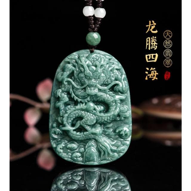 【Paiya 派亞】小款A貨翡翠豆綠霸氣龍牌吊墜龍騰四海玉石掛件男士女款(交換禮物/送禮)