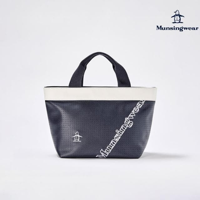 【Munsingwear】母親節禮物 官方直營 企鵝牌 藏青色高質感皮革LOGO刺繡球車包/手提包 MGTJ0A42