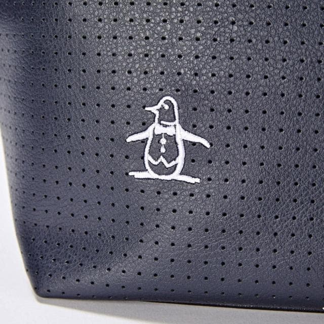【Munsingwear】母親節禮物 官方直營 企鵝牌 藏青色高質感皮革LOGO刺繡球車包/手提包 MGTJ0A42