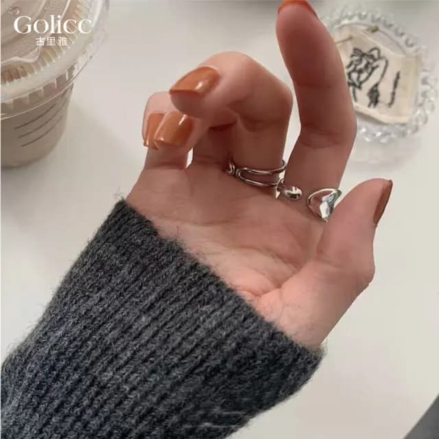 【Gulicc】戒指 寬版設計 時尚個性 雙戒組(雙11 聖誕節 生日 造型戒 食指戒 尾戒 禮物)