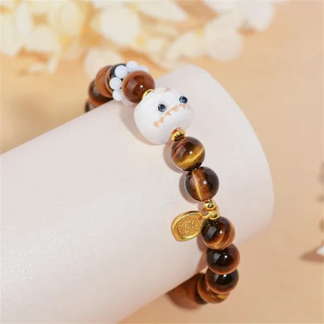 【MoonDy】雙11 手串 手鍊 虎眼石手串 黃虎眼 可愛手鍊 消除負能量 生日禮物 天然石英石 招財手