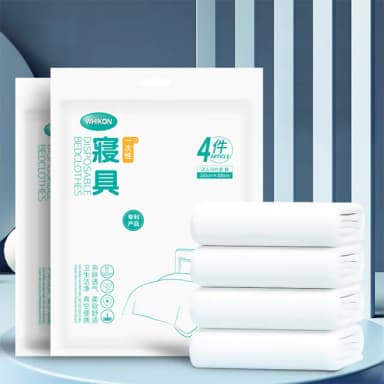 【QHL 酷奇】一次性 加厚隔髒 床單被套枕套睡袋 差旅套組(單人/雙人)