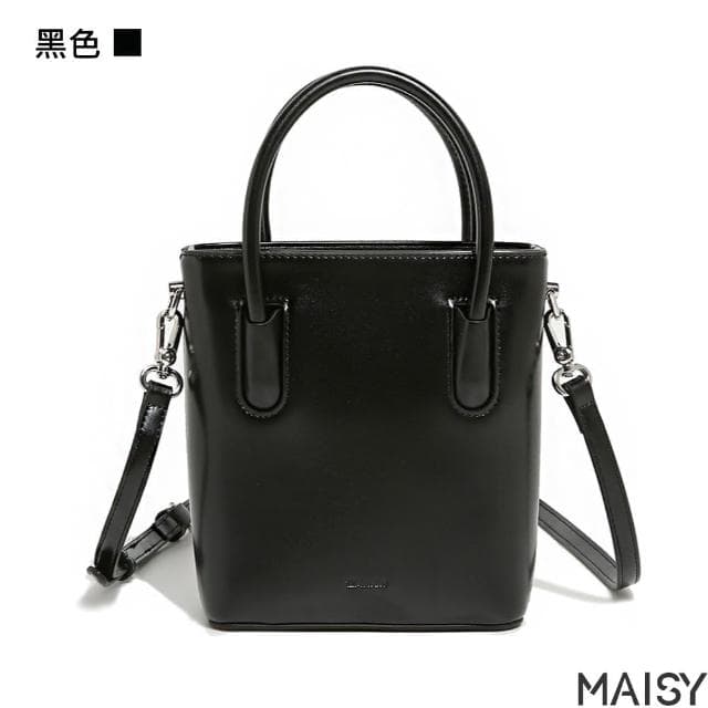 【MAISY】高級紋理質感百搭單色手機小方包(現+預  黑色／卡其色／咖啡色／棕色)