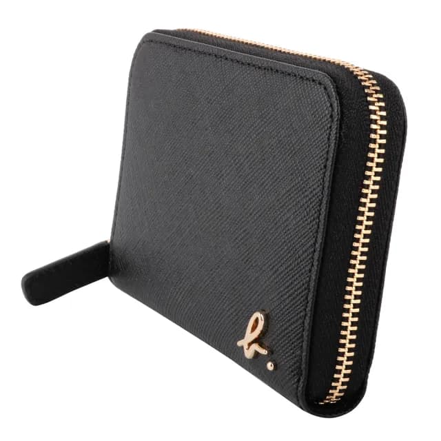 【agnes b.】寫金 小b.logo 防刮拉鍊卡夾/零錢包(黑)